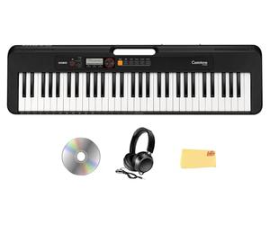 Casio Casiotone CT-S200BK 61-Key Portable Keyboard - Black Bundle with Headphones, Austin Bazaar Instructional Video and Polishing Cloth