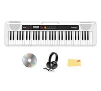 Casio Casiotone CT-S200WE 61-Key Portable Keyboard - White Bundle with Headphones, Austin Bazaar Instructional Video and Polishing Cloth