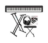 Casio CDP-S160 88 Keys Digital Piano (Black) Bundle with Keyboard Stand, Bench, Headphones and Book