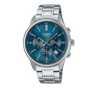 Casio Chronograph Stainless Steel Blue Dial Analog MTP-E515D-2A1V 50M Mens Watch