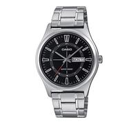 Casio MTP-V006D-1C Men's Stainless Steel 24 Hour Black Index Dial Day Date 3-Hand Analog Watch, black, casual