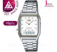 Casio Classic Dual time Watch for Men's│Water Resistant│Silver with White Dial