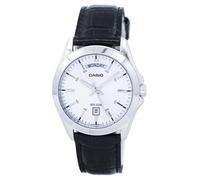 Casio Classic Silver Dial Quartz Dress Leather Men's Watch MTP-1370L-7AVDF
