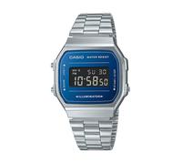 Casio A168WEM-2BEF Unisex Retro Digital Bracelet Strap Watch, Silver/Blue