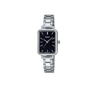 Casio LTP-V009D-1E Women's Rectangular Petite Stainless Steel Black Dial Dress Watch, gold, Quartz Movement