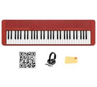 Casio CT-S1 Casiotone 61-Key Portable Digital Keyboard - Red Bundle with Headphones, Instructional Video, and Austin Bazaar Polishing Cloth
