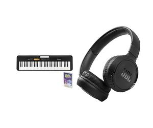 Casio CT-S100AD 61 Key Portable Electronic Keyboard in Black & JBL Tune510BT - Wireless on-ear headphones featuring Bluetooth 5.0, up to 40 hours battery life
