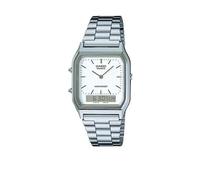 Casio Digital And Analog Retro Vintage Unisex Watch Silver Color Shine AQ-230A
