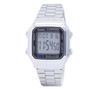 Casio Digital Stainless Steel Alarm Chrono Dual Time A178WA-1ADF WR Mens Watch