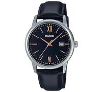 Casio MTP-V002L-1B3 Classic Men's Quartz Watch - Black Dial and Leather Strap