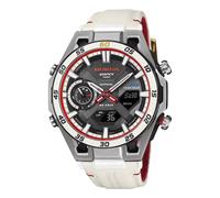 Casio Edifice ECB 2300HR 1AEF Honda Racing Collaboration Black Dial White Leather Strap Watch
