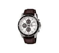Casio Edifice EFR-526L-7AVUDF Men's Chronograph Watch with White Leather Dial, Strap, Brown Chronograph, Strap