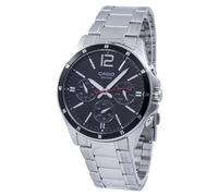 Casio MTP-1374D-1 Men's Analogue Quartz Watch with Stainless Steel Strap, Silver/Black, Bracelet