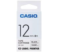 Casio EZ-Label Printer XR-12X1 Label Tape Self-Adhesive 12 mm x 8.0 m Black on Transparent