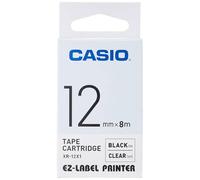 Casio EZ-Label Printer XR-12X1 Label Tape Self-Adhesive 12 mm x 8.0 m Black on Transparent