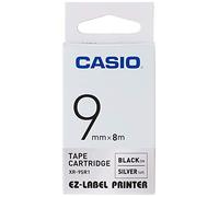 Casio EZ Label Printer XR-9X1, self-Adhesive Label Tape, 9 mm x 8 m, Black on Silver