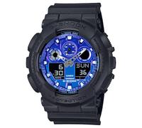 Casio G-Shock Flames of Color Black Blue Watch GA100FL-1A, Blue, Modern