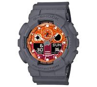 Casio G-Shock Flames of Color Gray Resin Orange Dial Watch GA100FL-8A, Gray