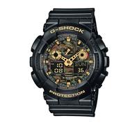 Casio GA-100CF-1A9ER Men's G-Shock Alarm Chronograph Resin Strap Watch, Black/Amber