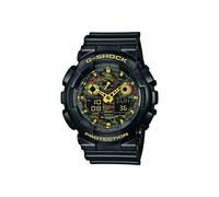 Casio GA-100CF-1A9ER Men's G-Shock Alarm Chronograph Resin Strap Watch, Black/Amber