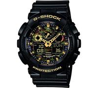 Casio GA-100CF-1A9ER Men's G-Shock Alarm Chronograph Resin Strap Watch, Black/Amber