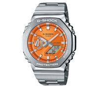 Casio G-Shock Octagonal Orange Stainless Steel Watch GM2110D-4A, Silver, Modern, Silver, Modern