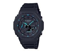 Casio G-Shock Quartz Watch with Analogue Digital Display, Blue Resin Case, Plastic Strap, 200 Metres Waterproof Rating, Long Battery Life, Model GA-2100-1A2ER