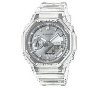 Casio GA-2100BM-7A8ER Men's Transparent Carbon Resin Digital Quartz Watch with Silver Analogue Dial, 200 Metres Waterproof, Silicone Band, Buckle Clasp, Steel