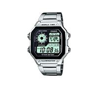 Casio Gents 36.00mm Quartz Watch with White Digital dial and Silver Metal Bracelet Strap AE-1200WHD-1AVEF