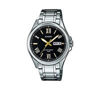 Casio Gents 39.00mm Quartz Watch with Black Analogue dial and Silver Metal Bracelet Strap MTP-1377D-1AVEF