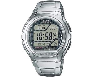 Casio Gents 43.00mm Quartz Watch with Grey Digital dial and Silver Metal Bracelet Strap WV-58RD-1AEF