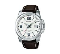 Casio Gents 43.00mm Quartz Watch with White Analogue dial and Brown Leather Strap Strap MTP-1314PL-7AVEF