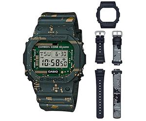 Casio Gents 49.00mm Quartz Watch with Green Digital dial and Multicolour Plastic/Resin Strap Strap DWE-5600CC-3ER