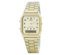 Casio Gold Tone Alarm Stopwatch Calendar White Dial AQ-230GA-9B Mens Watch