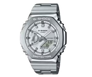 Casio GShock GM2110D7A Metal Bezel White Dial Stainless Steel Watch Time Keep UK