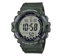 Casio Illuminator 10-Year Battery Extra Long Strap 100 M Water Resistance 5-Alarm w/Countdown Timer Men's Digital Watch, Green, AE-1500WHX-3AVCF, Green, Sport