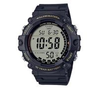 Casio Illuminator Extra Long Strap 10-Year Battery 100 M Water Resistant 5-Alarm w/Countdown Timer Men's Digital Watch, Black, AE-1500WHX-1AVCF, Black, Sport