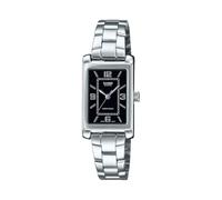 Casio LTP-1234DD-1A Women's Rectangular Standard Classic Stainless Steel Black Dial Dress Watch, black