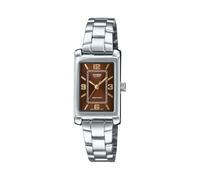 Casio LTP-1234DD-5A Women's Rectangular Standard Classic Stainless Steel Burgundy Dial Dress Watch, burgundy, Classic
