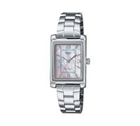 Casio LTP-1234DS-4A Women's Rectangular Standard Classic Stainless Steel Pink MOP Dial Dress Watch, blue, Classic