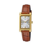 Casio LTP-1234GLL-7A Women's Rectangular Standard Classic Gold Tone Leather Band Silver Dial Dress Watch, blue