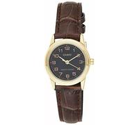 Casio LTP-V001GL-1B Women's Gold Tone Black Dial Analog Watch | Elegant Leather
