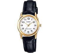 Casio LTP-V001GL-7B Women's Watch, White Dial Black Leather Band