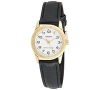 LADIES CLASSIC CASIO WHITE DIAL EASY READ NUMERALS BLACK CROC LEATHER STRAP