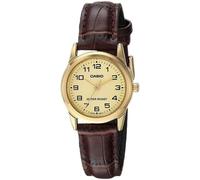 Casio LTP-V001GL-9B Ladies Quartz Watch Gold Dial Gold Tone Case Leather Strap