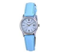 Casio LTP-V002L-2B3 Women's Standard Analog Blue Leather Band Blue Dial Date Watch