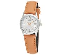 Casio LTP-V002L-7B3 Women's Standard Analog Brown Leather Band Silver Dial Date Watch
