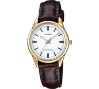 Casio LTP-V005GL-7A Women's Watch White Dial Brown Leather Band | Water Resistant, Gold-Tone Case, Analog Display, Japan Movement, Classic Design