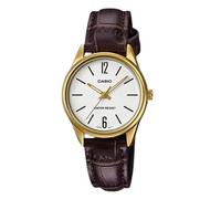 Casio Analog LTP-V005GL-7BUDF, Brown, The generated Style for The Watch is 'Elegant', as it a Classic Design with Round case, Made of Stainless Steel and Leather Band. face has Minimalist Simple