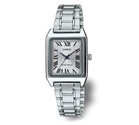 Casio LTP-V007D-7B Women's Rectangular Stainless Steel Roman White Dial Dress Watch, silver